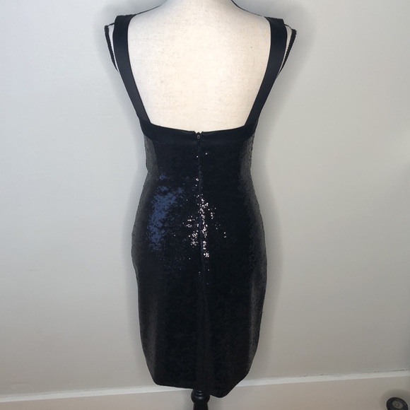 NWOT Monique Lhuillier Black Sequin silk dress - Picture 8 of 11